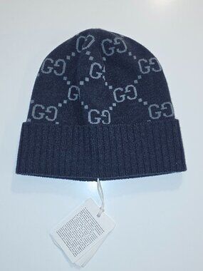 GUCCI GG Cashmere Hat - Variation Navy and Light Blue - Unisex